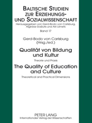 cover image of Qualität von Bildung und Kultur- the Quality of Education and Culture